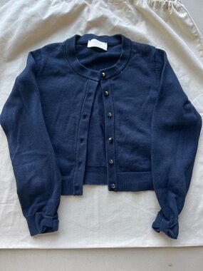 kate spade Navy Bow-Cuff Cropped Cardigan